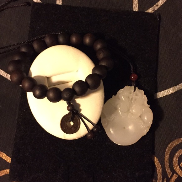 lilith Other - DADDY&ME WHITE JADE 2DRAGONS NECKLACE/BRACELET SET